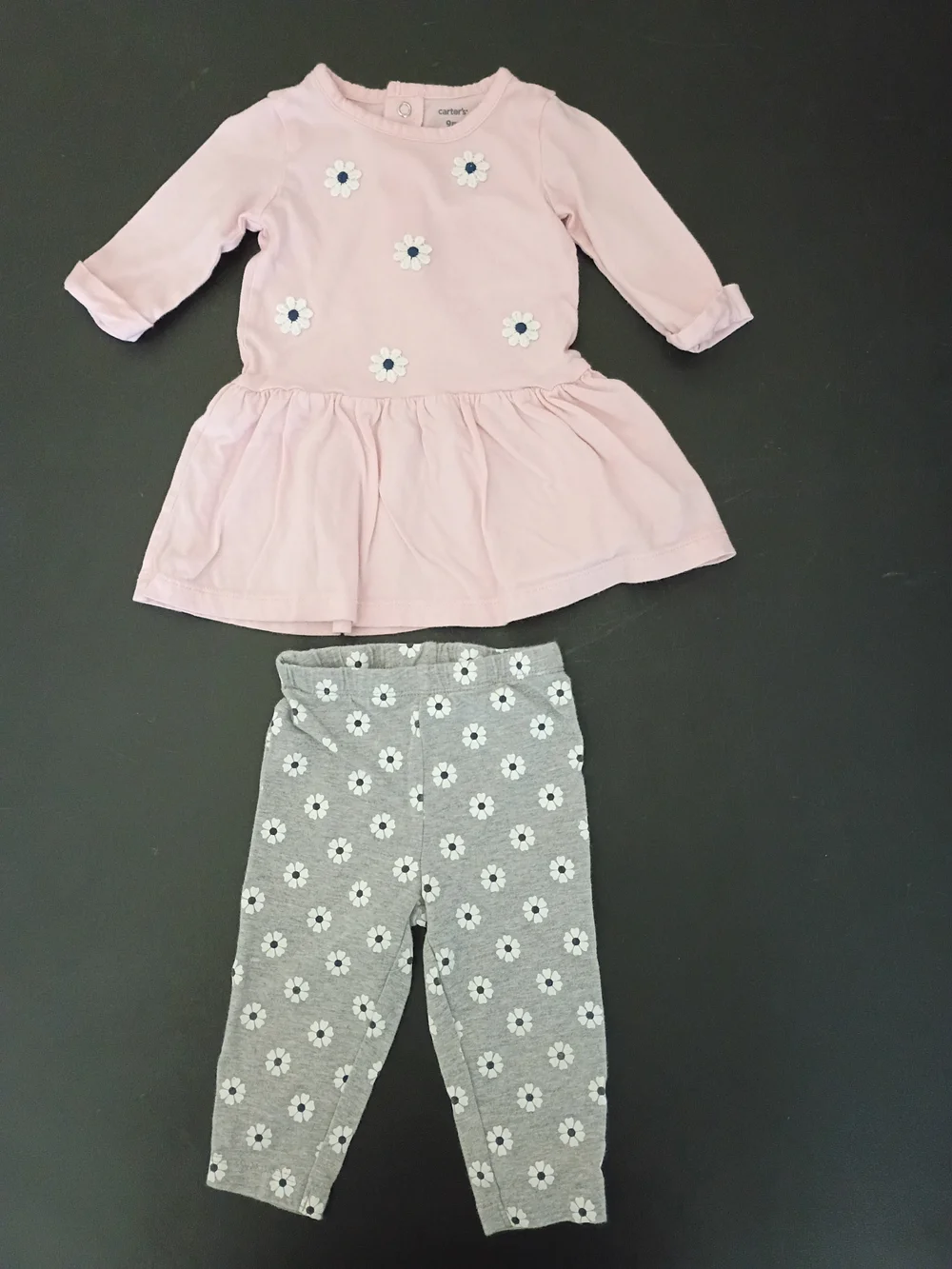 Carter's Baby Girl 2-Piece Daisy Floral Tunic Dress and Legging Set, Size 9M